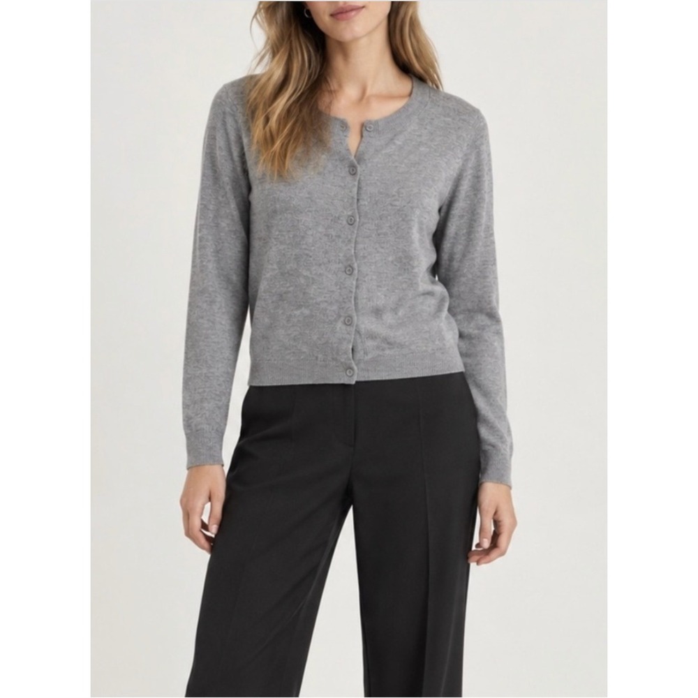 NA-KD Fine Knit Button Front Cardigan Women's XL Gray Minimalist Chic